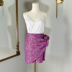 Show Me Your Mumu Why Knot Sequin Skirt Orchid Pink Sparkle Eras Tour Barbiecore